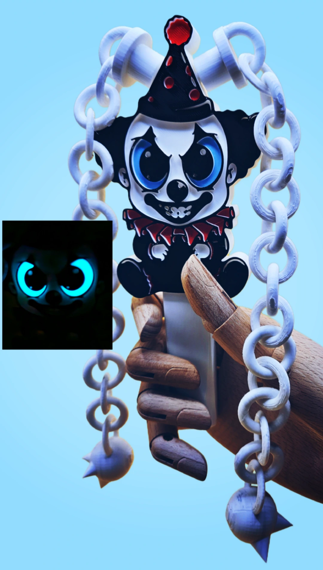 Colorful clown themed 3D printed flogger