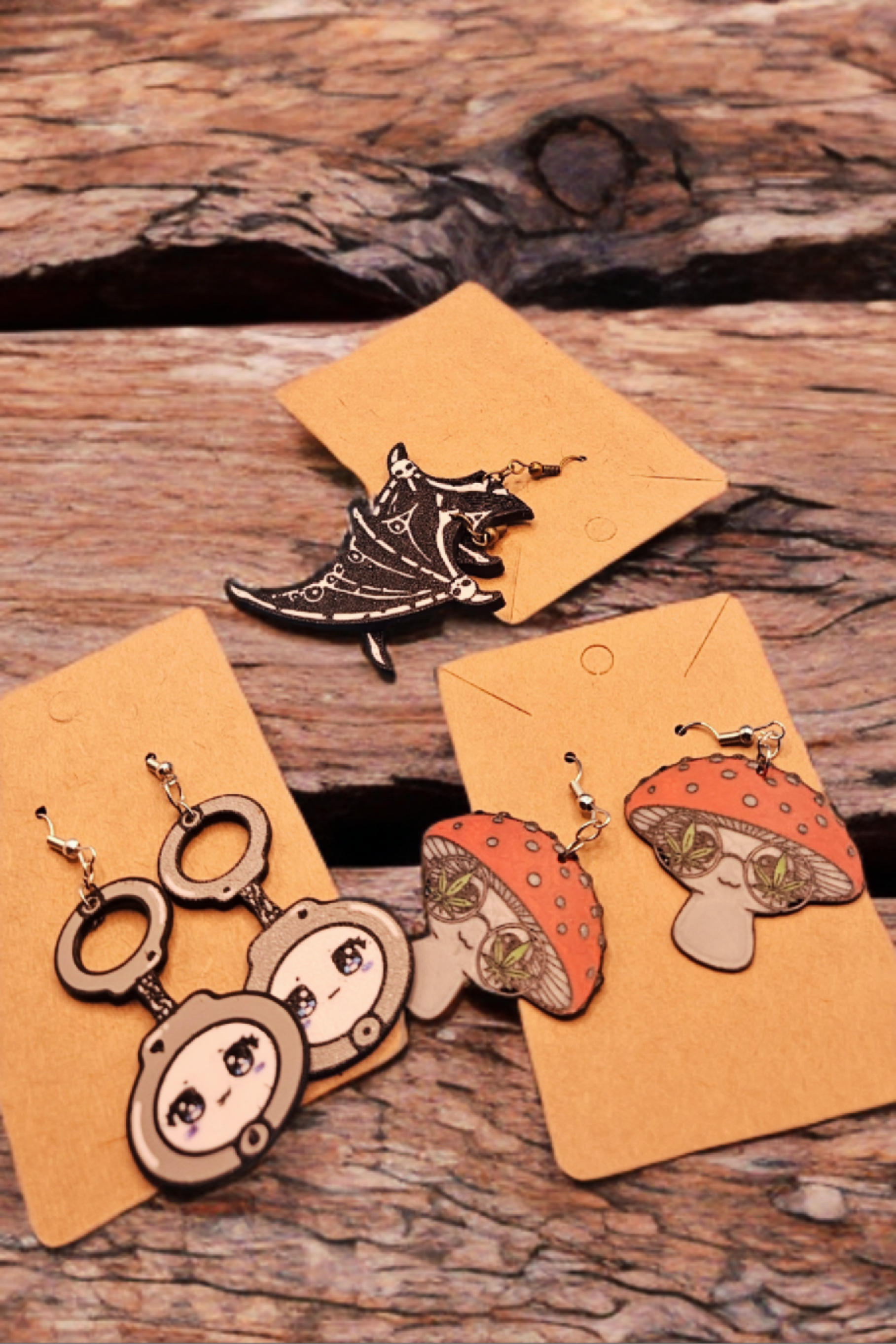 3D printed mushroom earrings