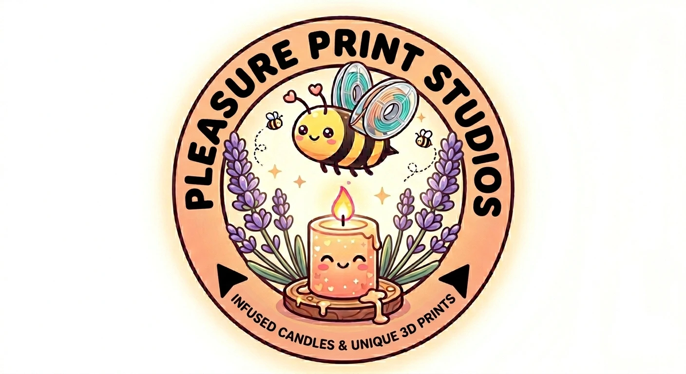 super cute logo with bee and lavender for pleasure print studios